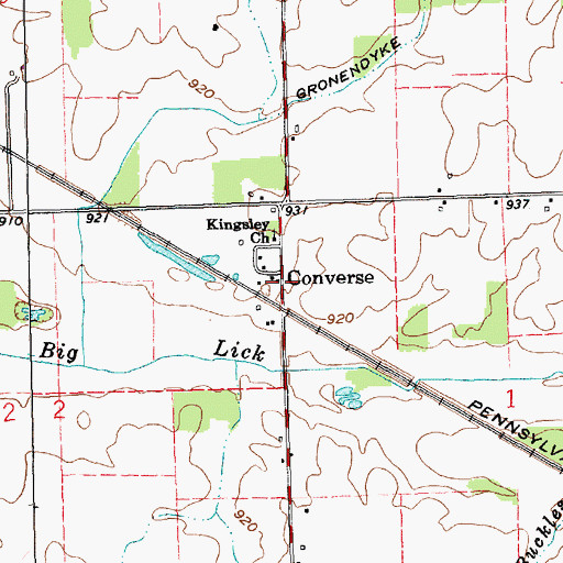 Topographic Map of Converse, IN