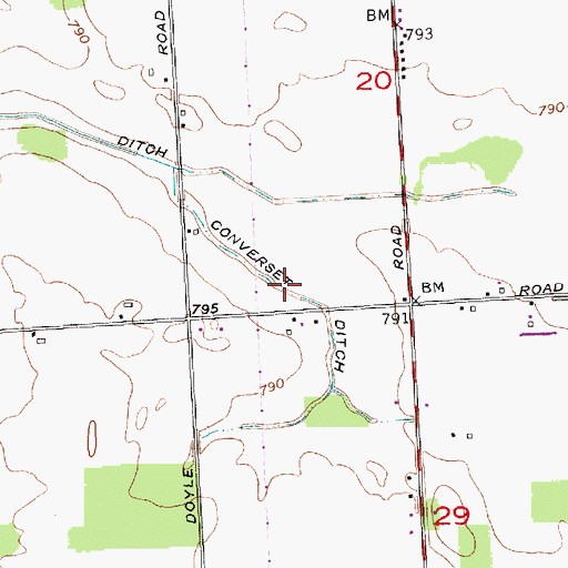 Topographic Map of Converset Ditch, IN