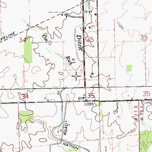 Topographic Map of Coo Run, IN