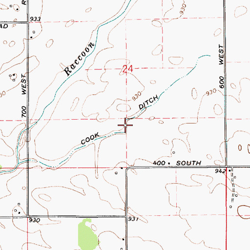 Topographic Map of Cook Ditch, IN
