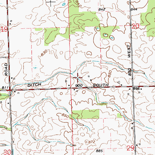 Topographic Map of Cook Ditch, IN