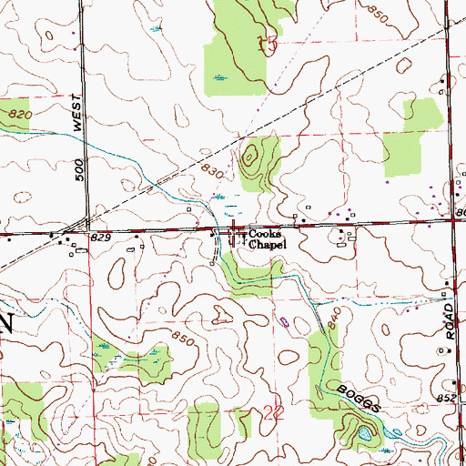 Topographic Map of Cooks Chapel, IN