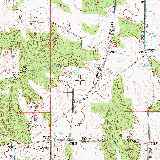 Topographic Map of Coon Creek, IN