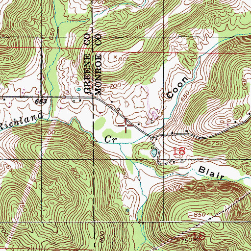 Topographic Map of Coon Hollow, IN
