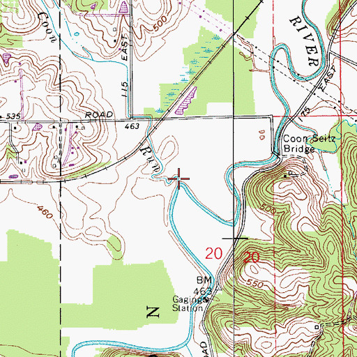 Topographic Map of Coon Run, IN