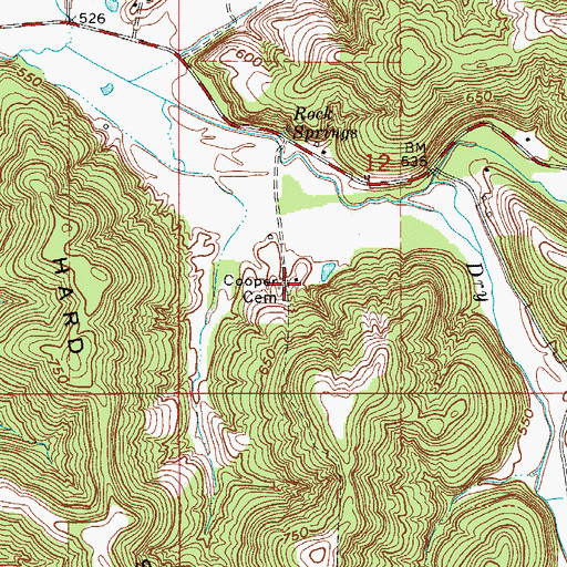 Topographic Map of Cooper Cemetery, IN