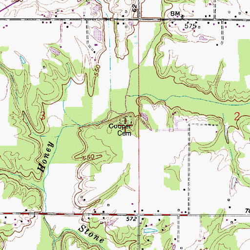 Topographic Map of Cooper Cemetery, IN