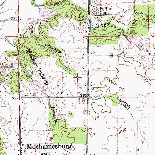 Topographic Map of Cooper Ditch, IN