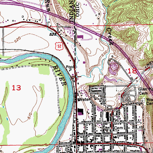 Topographic Map of Cooper Run, IN