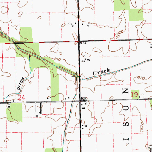 Topographic Map of Copper Creek, IN