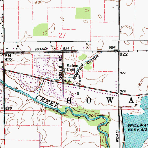 Topographic Map of Copper Ditch, IN