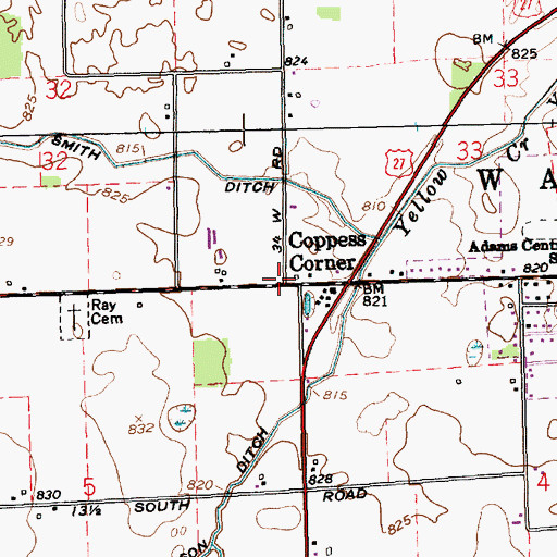 Topographic Map of Coppess Corner, IN