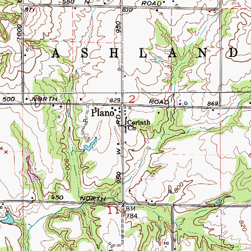Topographic Map of Corinth Church, IN