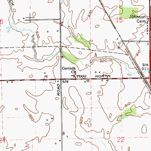 Topographic Map of Corinth Church, IN