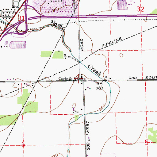 Topographic Map of Corinth Church, IN