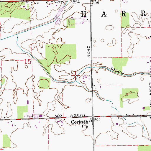 Topographic Map of Corinth Run, IN