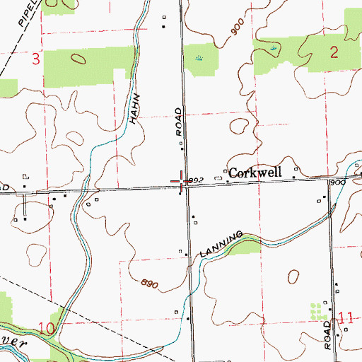 Topographic Map of Corkwell, IN