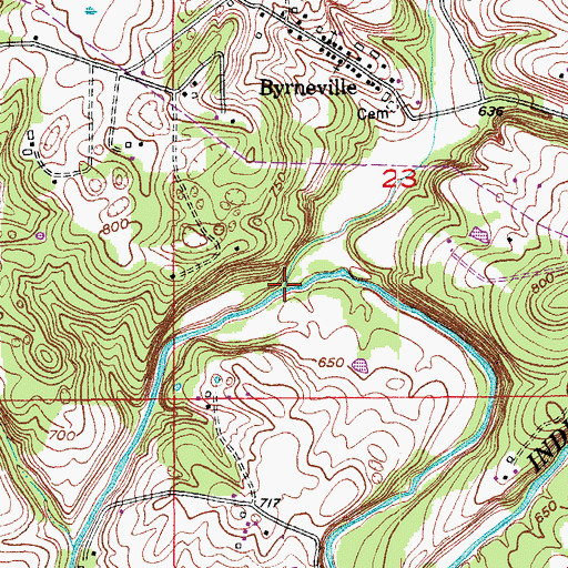 Topographic Map of Corn Creek, IN