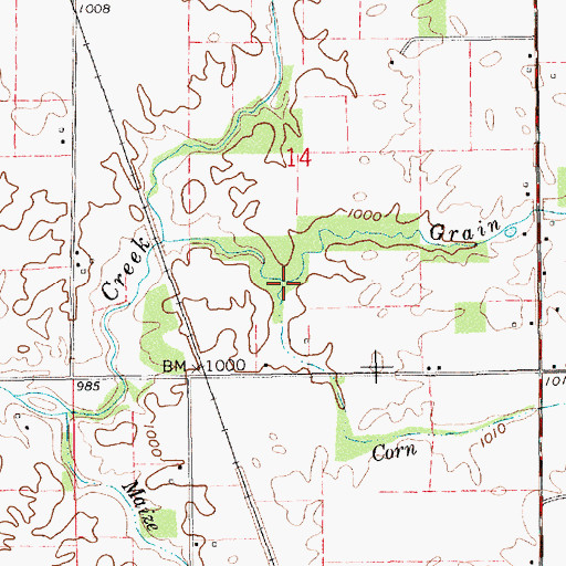 Topographic Map of Corn Run, IN