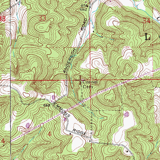Topographic Map of Cornel Cemetery, IN