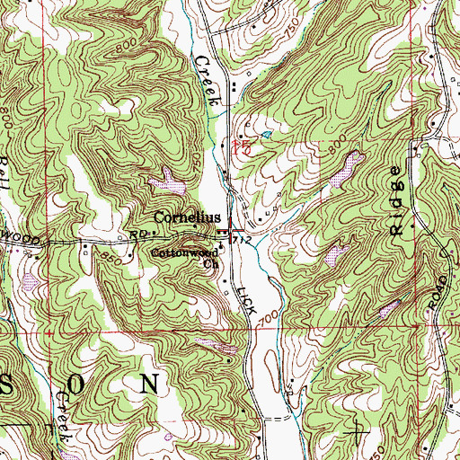 Topographic Map of Cornelius, IN