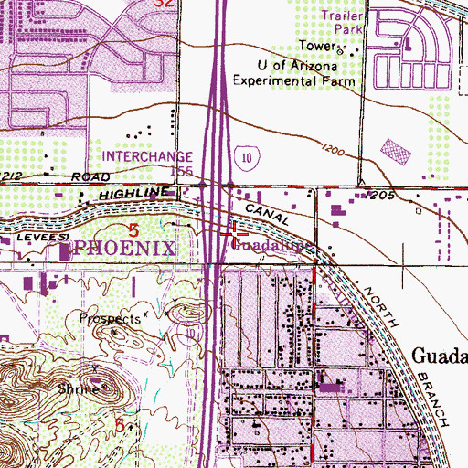 Topographic Map of KUKQ-AM (Tempe), AZ