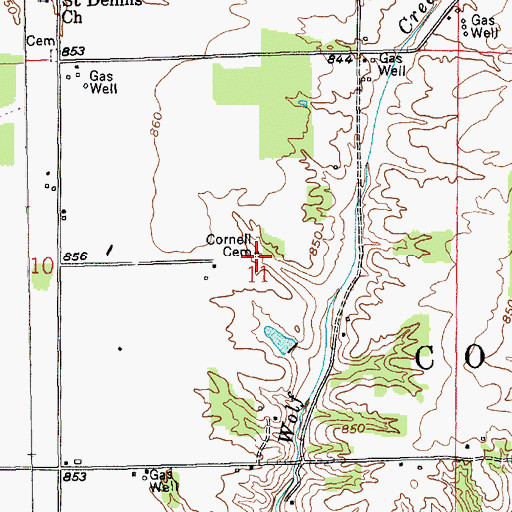 Topographic Map of Cornell Cemetery, IN
