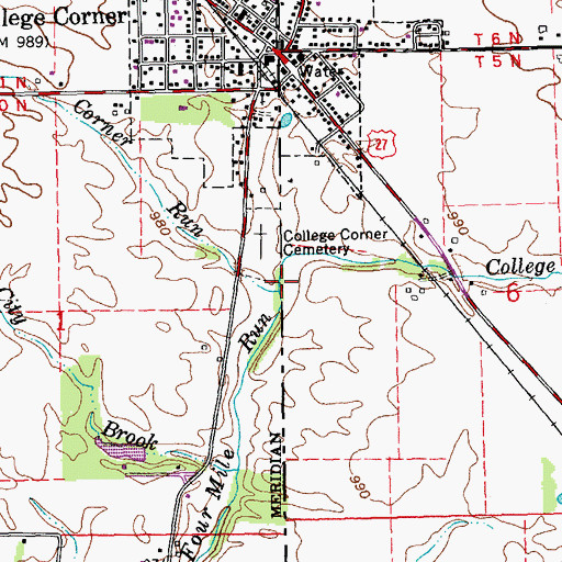Topographic Map of Corner Run, IN