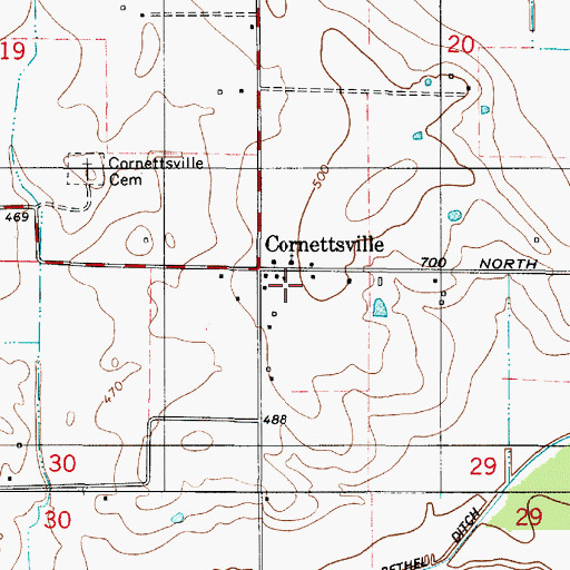 Topographic Map of Cornettsville, IN