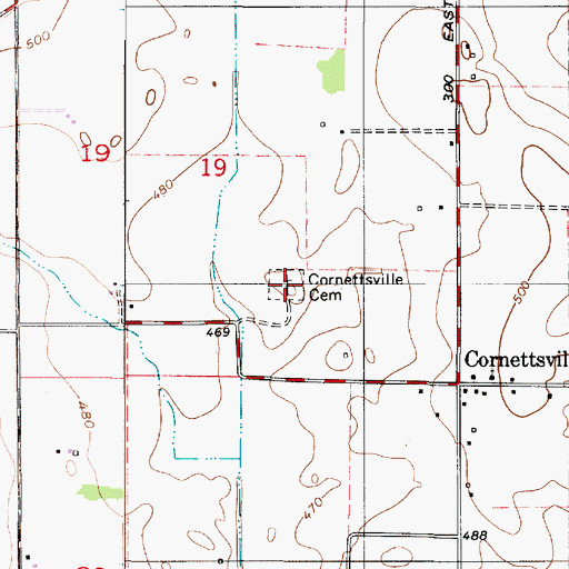 Topographic Map of Cornettsville Cemetery, IN