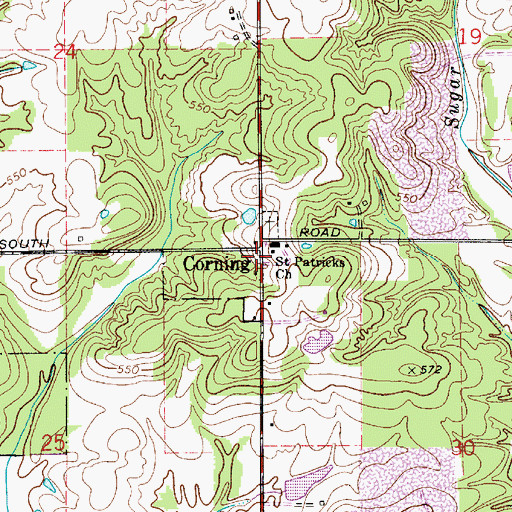 Topographic Map of Corning, IN