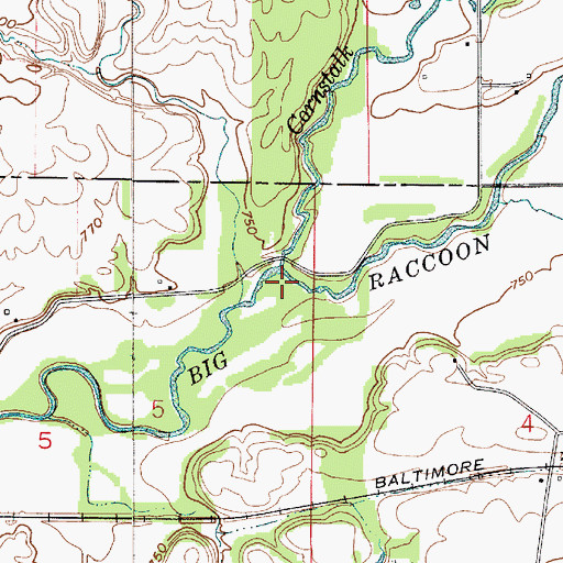 Topographic Map of Cornstalk Creek, IN