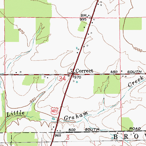 Topographic Map of Correct, IN