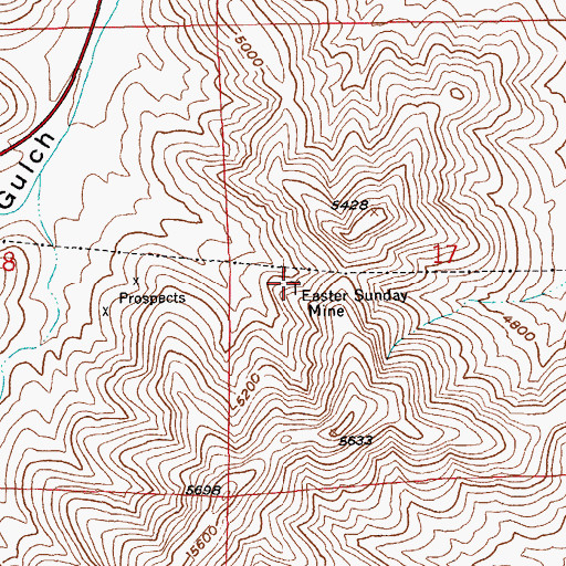Topographic Map of Easter Sunday Mine, AZ