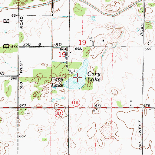 Topographic Map of Cory Lake, IN