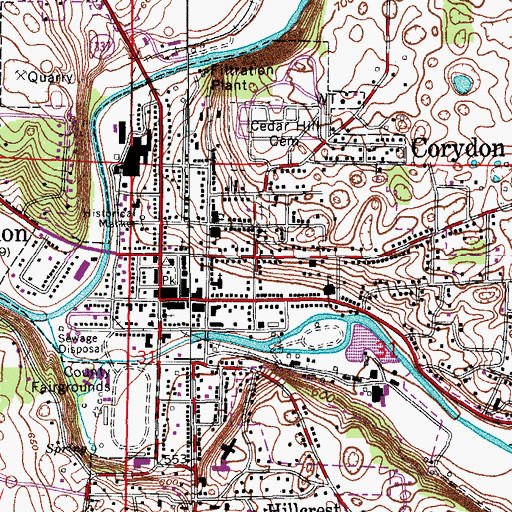 Topographic Map of Corydon, IN