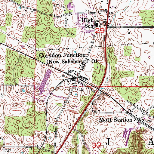 Topographic Map of Corydon Junction, IN