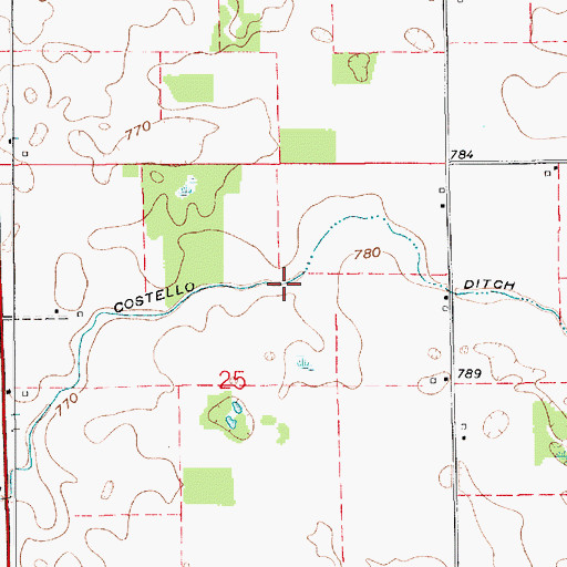 Topographic Map of Costello Ditch, IN