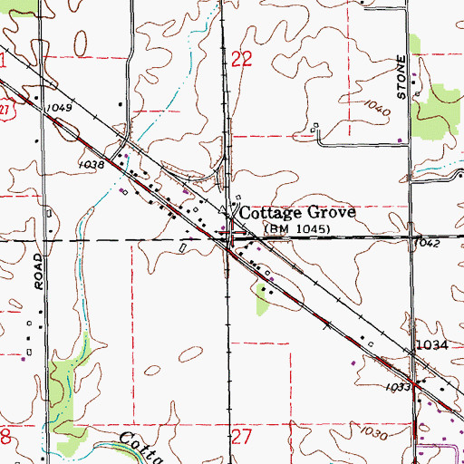 Topographic Map of Cottage Grove, IN