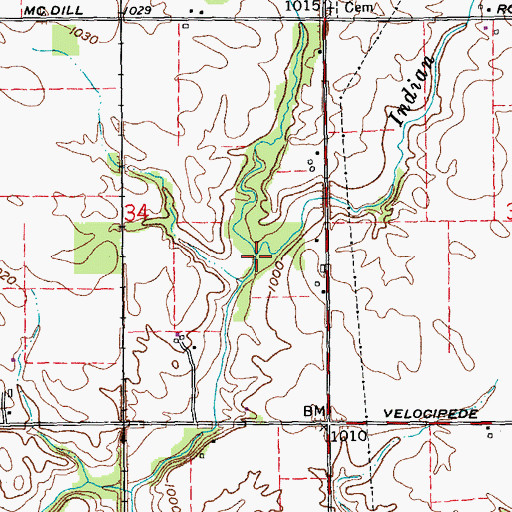 Topographic Map of Cottage Grove Creek, IN