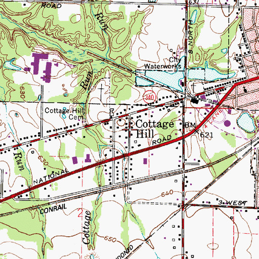 Topographic Map of Cottage Hill, IN