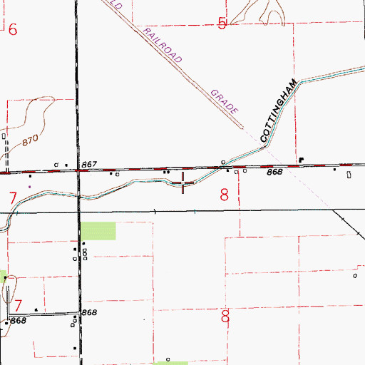 Topographic Map of Cottingham Ditch, IN
