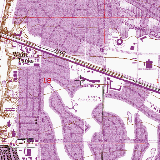 Topographic Map of KWAO-FM (Sun City), AZ