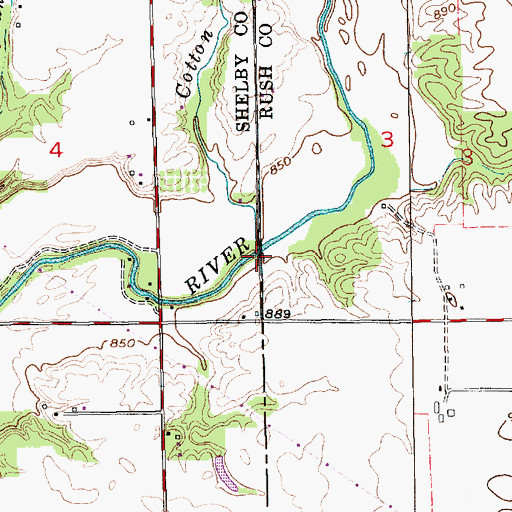 Topographic Map of Cotton Run, IN