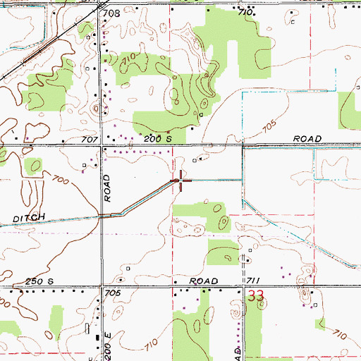 Topographic Map of Cottonwood Ditch, IN