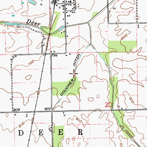 Topographic Map of Coucher Ditch, IN
