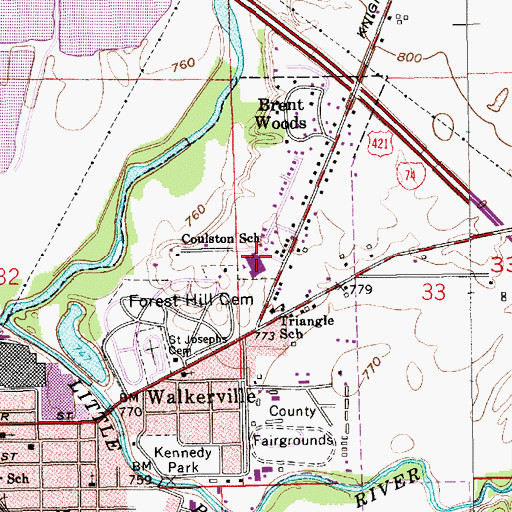 Topographic Map of Coulston Elementary School, IN