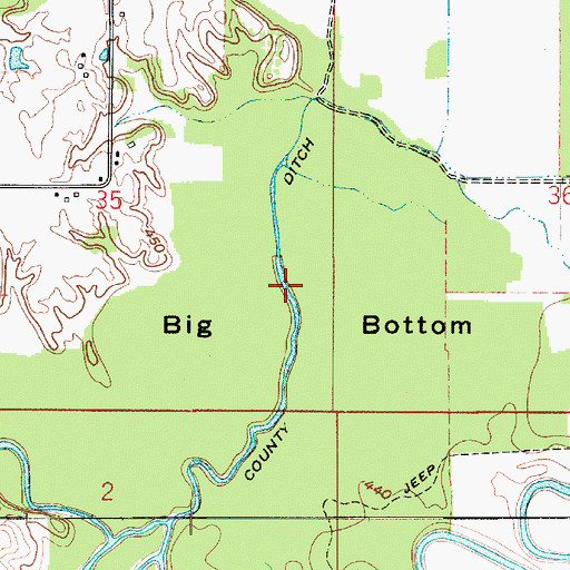 Topographic Map of County Ditch, IN