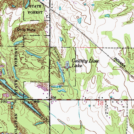 Topographic Map of County Line Lake, IN