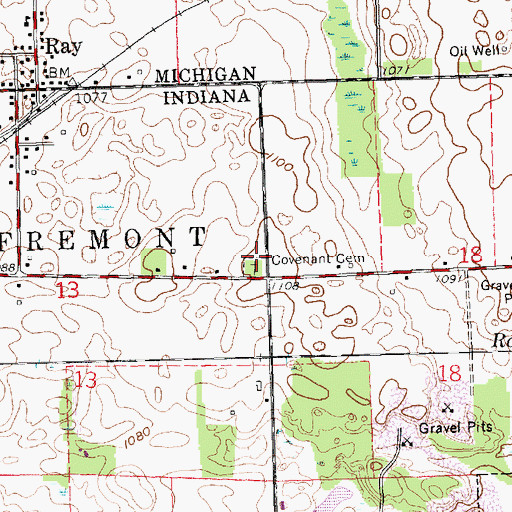 Topographic Map of Covenant Cemetery, IN